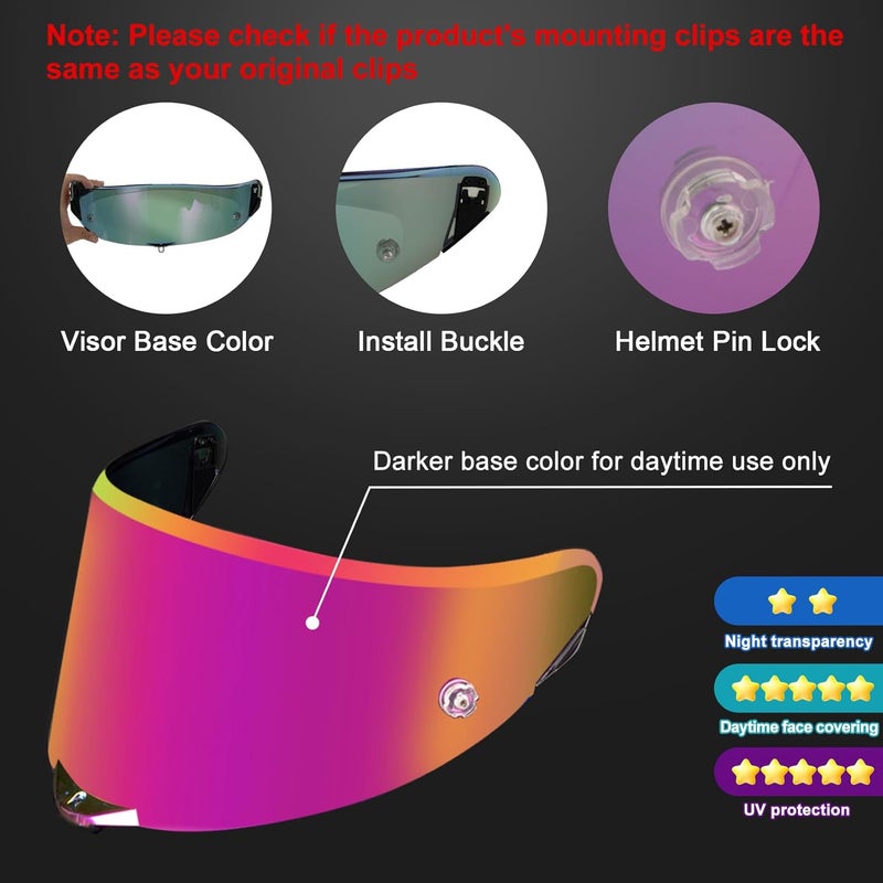 psler درع خوذة بيستا GP RR - درع وجه خوذة بيستا للدراجات النارية بديل لخوذة بيستا GPR CORSA-R بيستا GPRR RACE 3، وردي غامق - Image 4